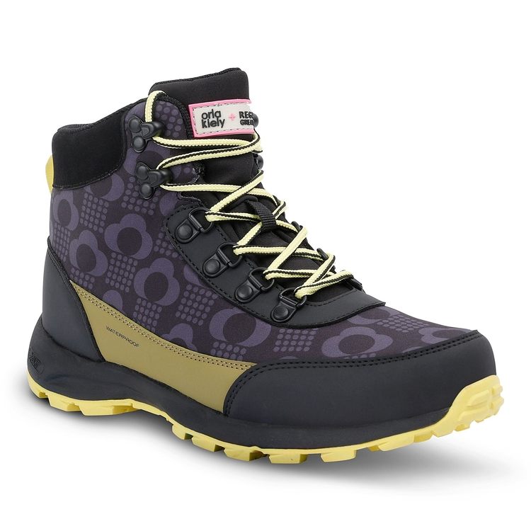 Orla Kiely Printed Outdoor Hiking Boots Rain Cloud Grey