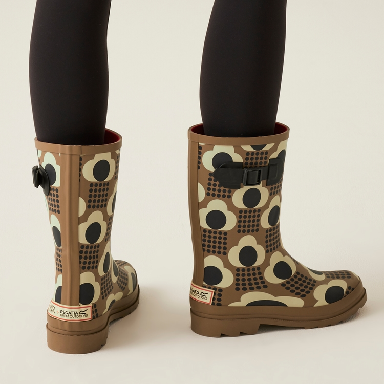 Orla Kiely Quarter Wellies Rain Cloud Tan Regatta UK