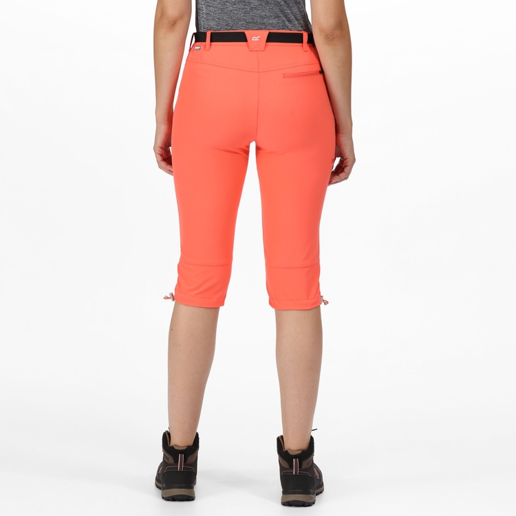 Women s Xert Stretch Light Capri Walking Trousers Neon Peach