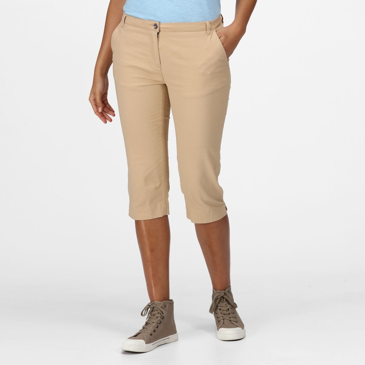 Bayla Femme Pantalon capri decontracte Beige