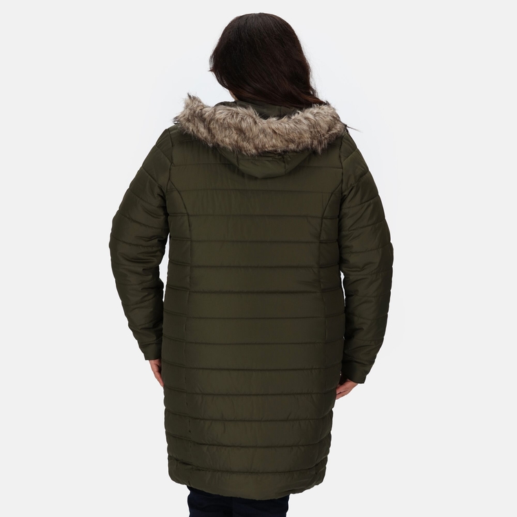Women s Fritha Insulated Quilted Parka Jacket Dark Khaki