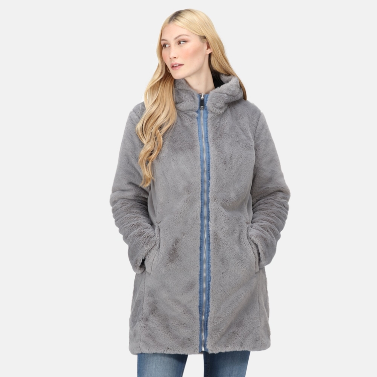 Women's Caileigh Reversible Parka Jacket - Slate Blue Storm Grey