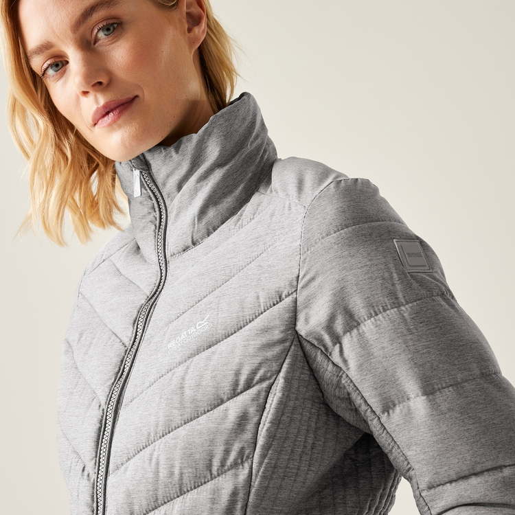 Silver puffer jacket womens cheap