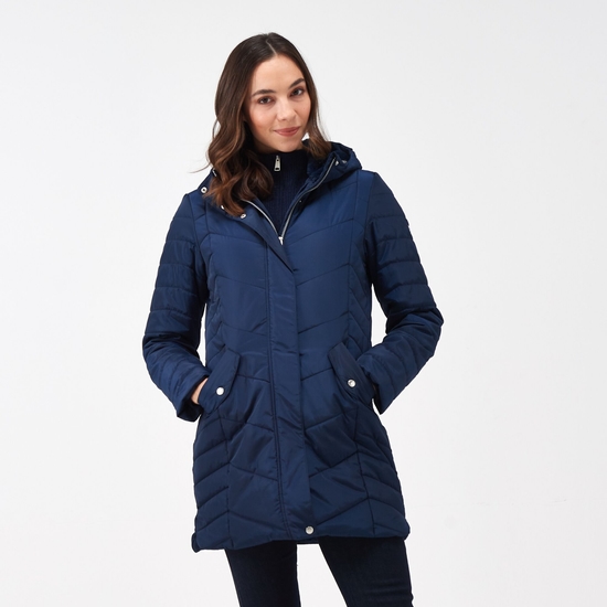 Navy hooded coat womens sales
