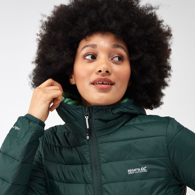 Women's Hooded Marizion Baffled Jacket Darkest Spruce Quiet Green