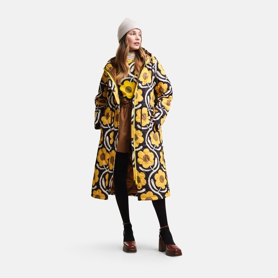 Orla Kiely Longline Quilted Jacket - Apple Blossom Yellow 