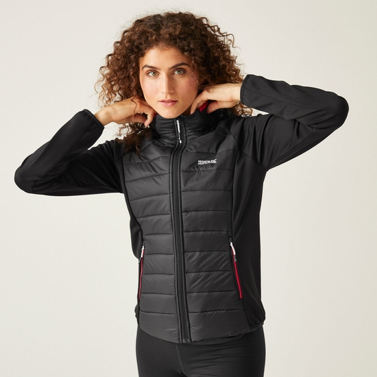 Women s Clumber V Hybrid Jacket Black Pink Potion Regatta UK