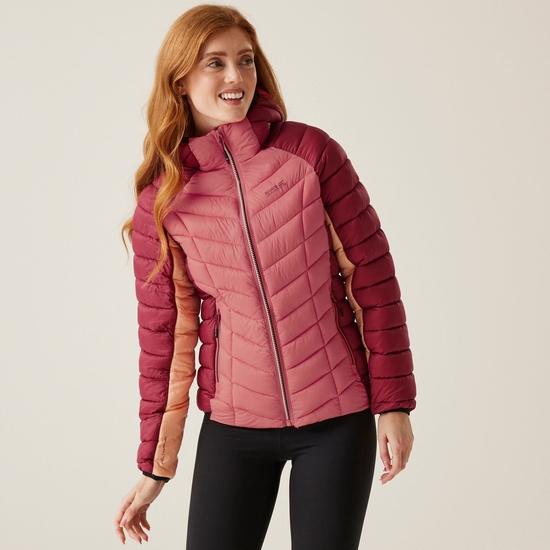Womens red puffer jacket with hood best sale