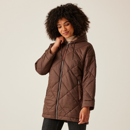Women s Emila Quilted Jacket Dark BrownWarm Taupe Regatta IE