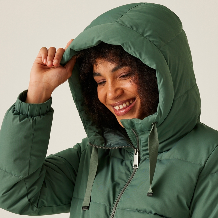 Dark green puffer jacket women's sales