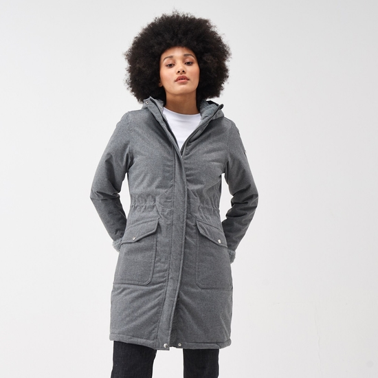 Ladies grey parka coat deals