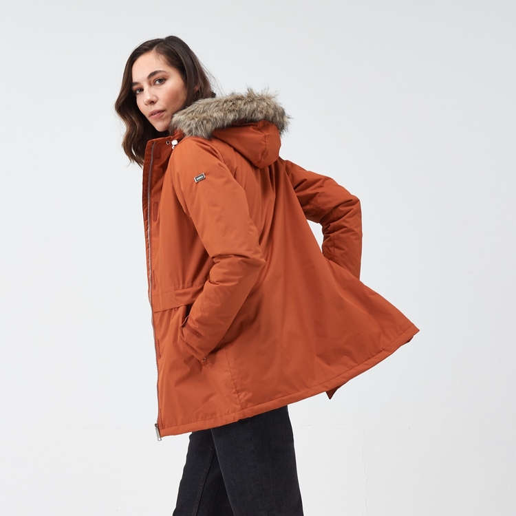 Womens red parka coats with fur hood outlet