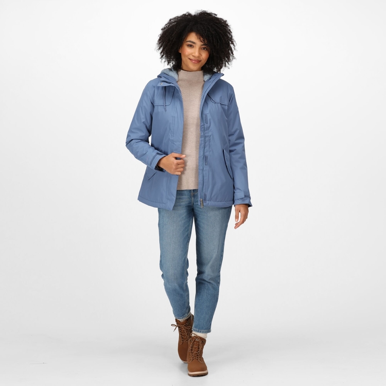 Women s Bria Fur Lined Waterproof Jacket Slate Blue