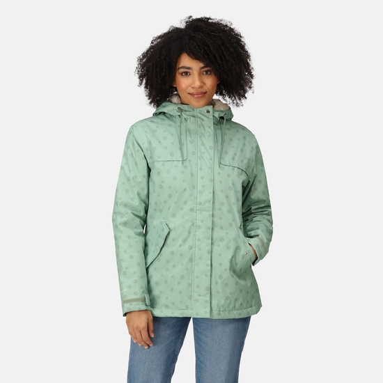 Women s Bria Fur Lined Waterproof Jacket Basil Floral Dot Regatta ROW