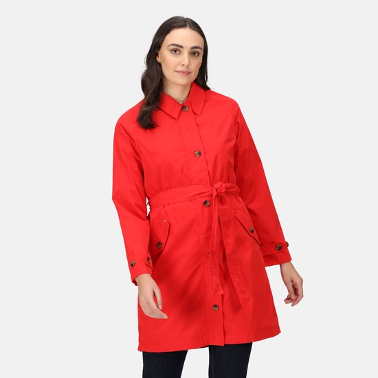 Women's short red trench coat deals