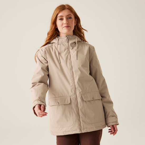 Women s Broadia Waterproof Jacket Warm Taupe Light Vanilla