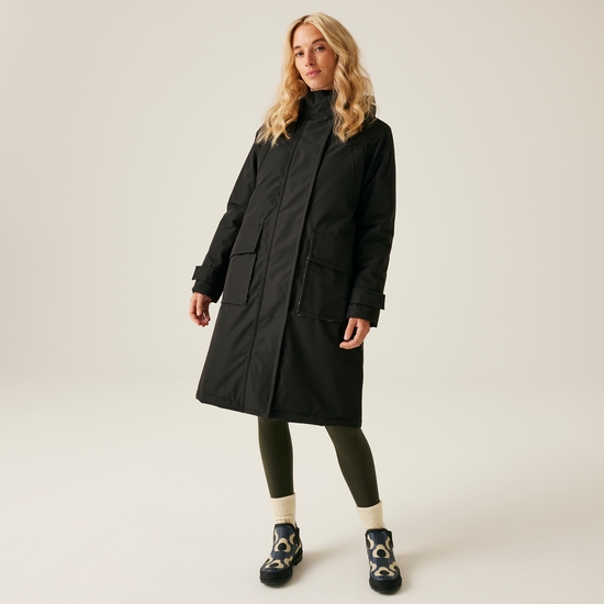 Orla Kiely Longline Waterproof Jacket Black Regatta UK