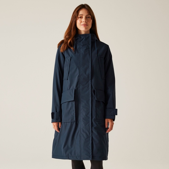 Orla Kiely Longline Waterproof Jacket Navy Regatta UK
