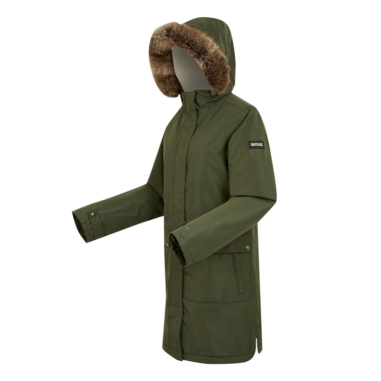 Saffira waterproof insulated jacket dark khaki cheap