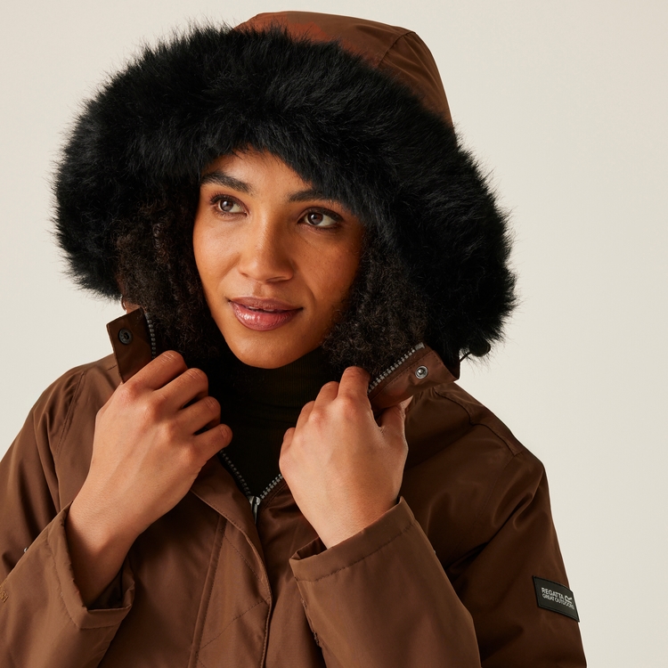 Women s Sabinka II Fur Trim Parka Jacket Dark Brown