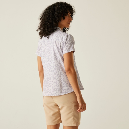 Women's Travel Packaway Short Sleeve Shirt Lilac Hint Meadow Print