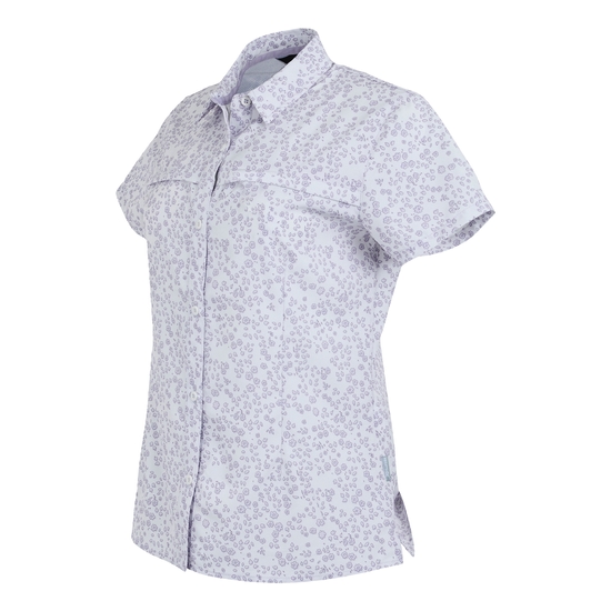 Women's Travel Packaway Short Sleeve Shirt Lilac Hint Meadow Print