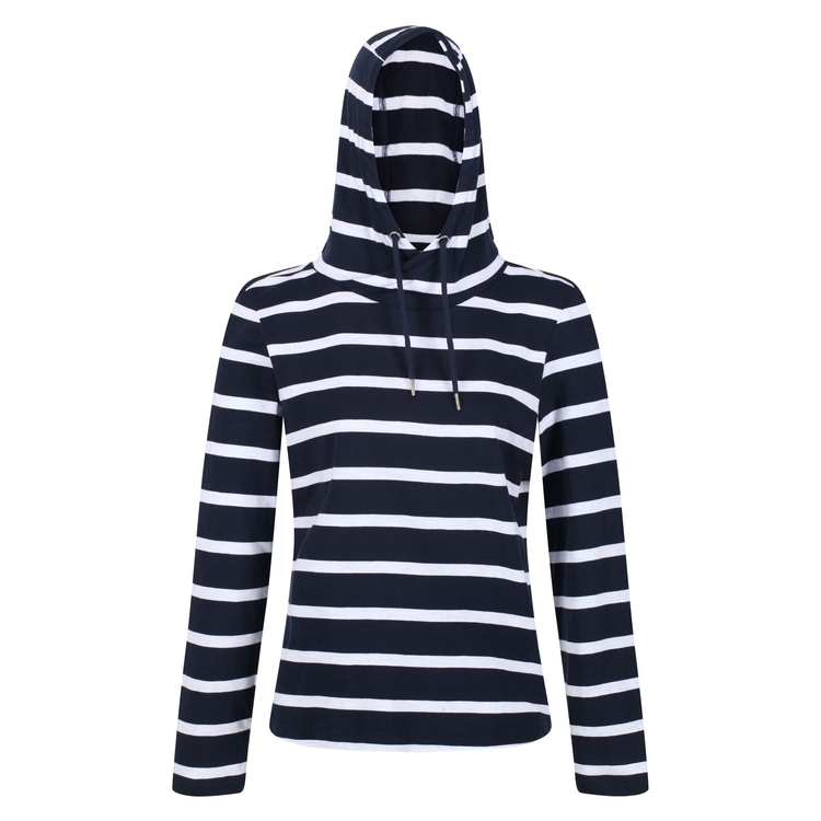 Women s Maelys Hooded Top Navy White Stripe Regatta UK