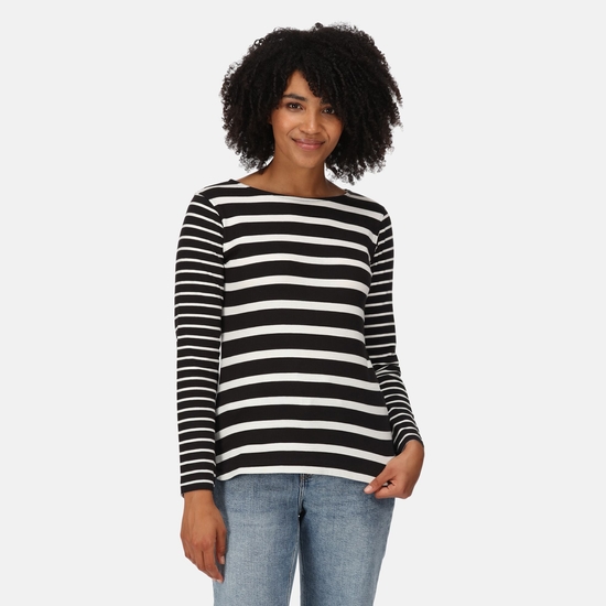 Black and white striped long sleeve shirt womens best sale