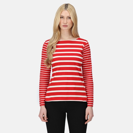 Womens red white striped shirt long sleeve on sale