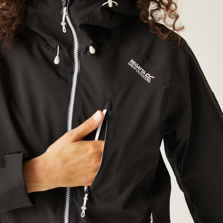 Women s Birchdale Waterproof Jacket Black White Regatta UK