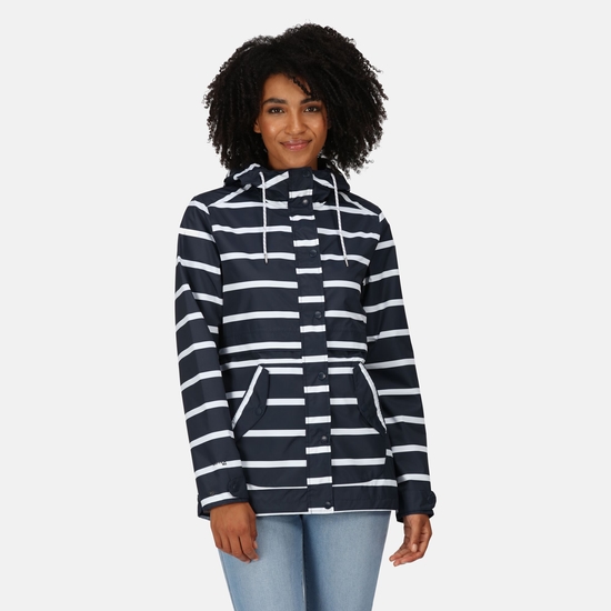 Women s Bayla Waterproof Rain Jacket Navy White Stripe Regatta ROW