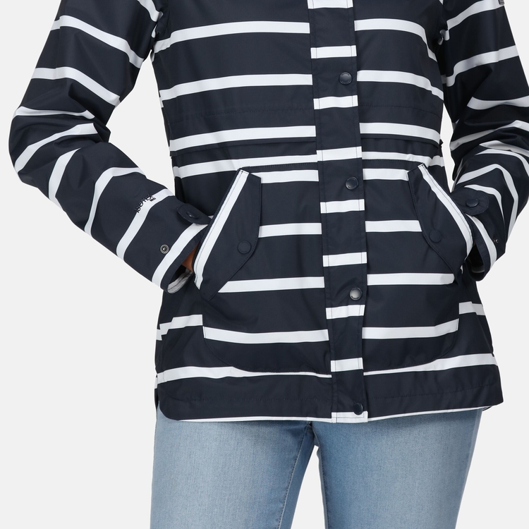 Women s Bayla Waterproof Rain Jacket Navy White Stripe Regatta ROW