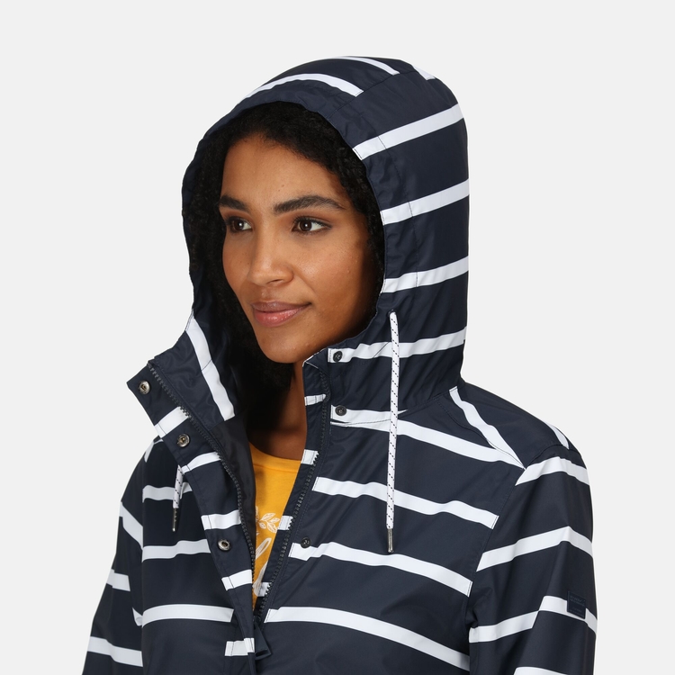 Women s Bayla Waterproof Rain Jacket Navy White Stripe