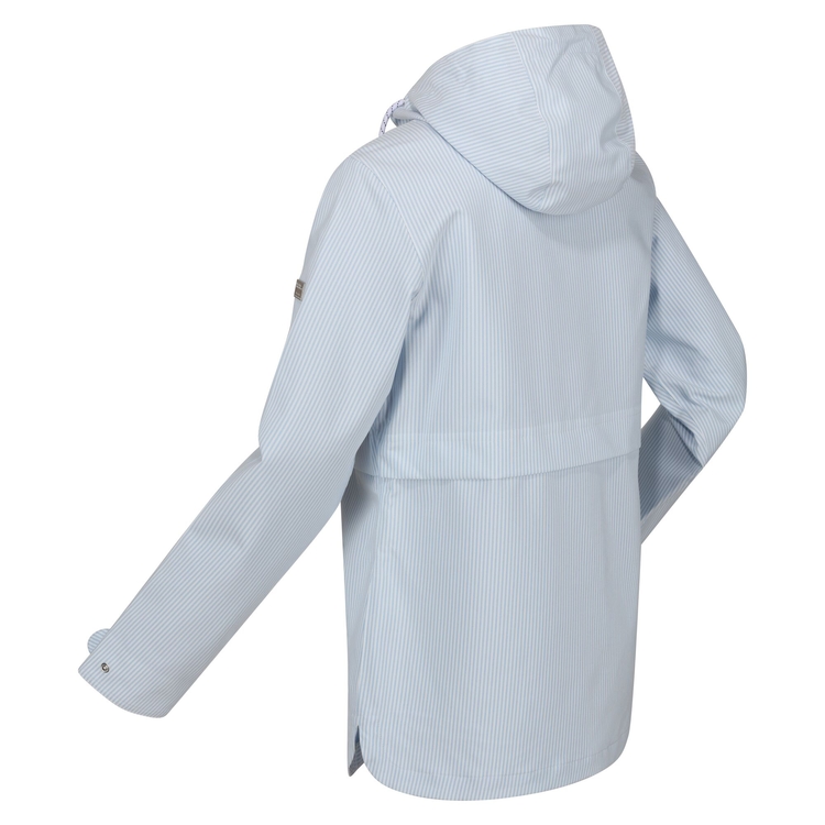 Women s Bayla Waterproof Rain Jacket Powder Blue Ticking Stripe Regatta ROW