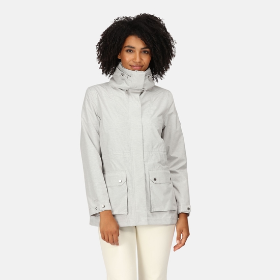 Women s Novalee Waterproof Jacket Silver Grey Linear
