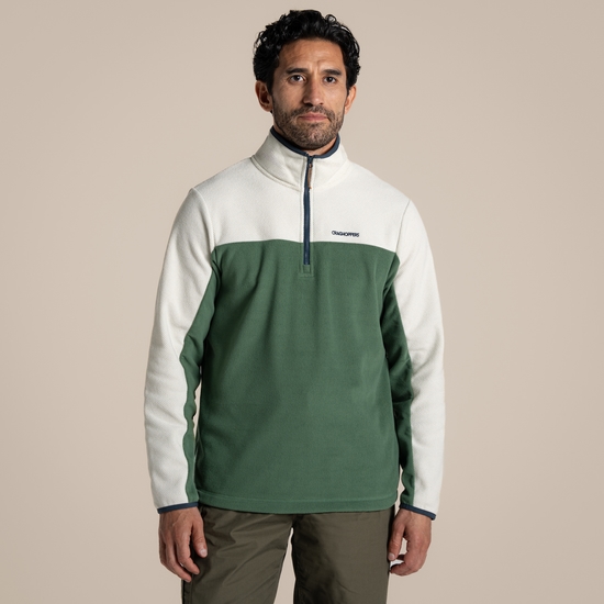 Craghoppers Men's Javi Half Zip Fleece - Ecru / Mangrove Green