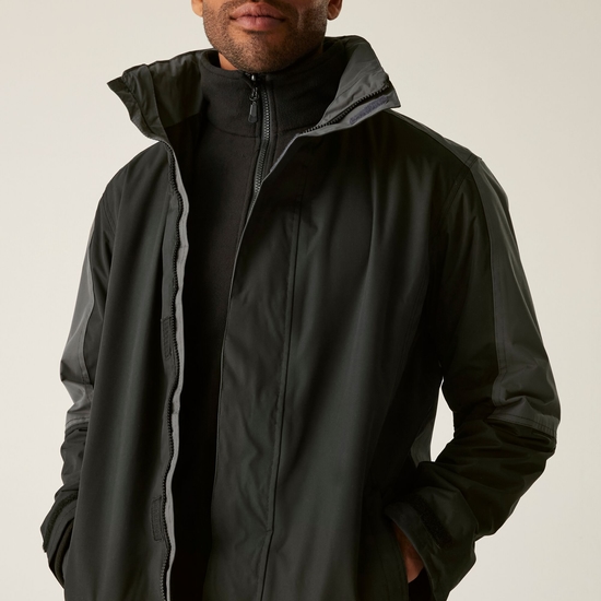 Men's Defender III Waterproof 3 In 1 Jacket Black Seal Grey