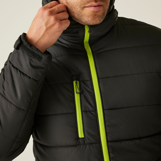 Men's Navigate Thermal Jacket Black Lime Green 