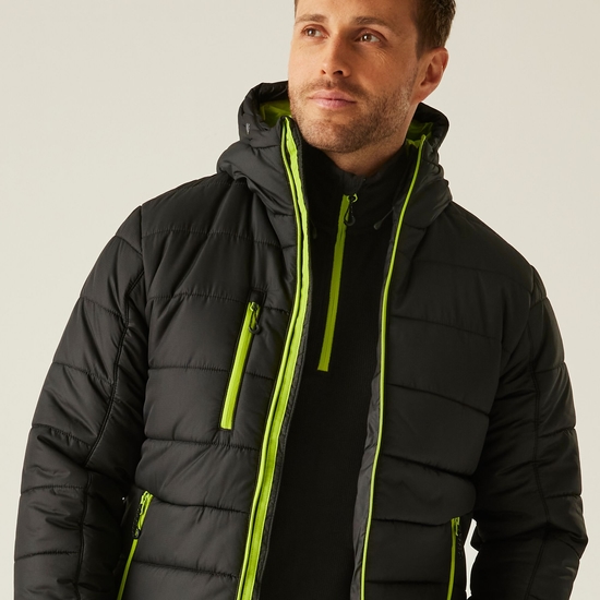 Men's Navigate Thermal Jacket Black Lime Green 