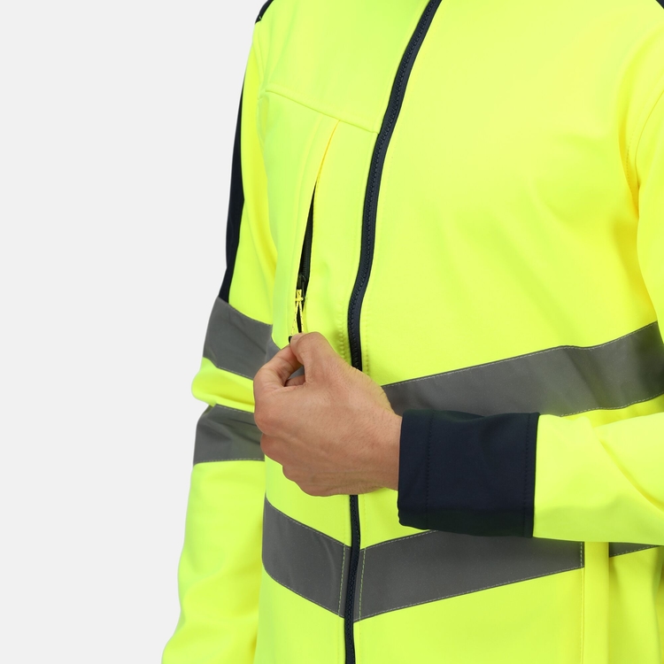 Hi-Vis reflektierende Softshell-Arbeitsjacke mit 3 Regatta Gelb Herren DE | Lagen für 