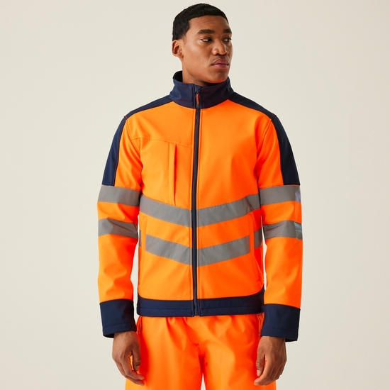 Veste Softshell haute-visibilité réfléchissante Homme 3 couches Hi-Vis Orange