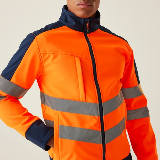 Veste Softshell haute-visibilité réfléchissante Homme 3 couches Hi-Vis Orange