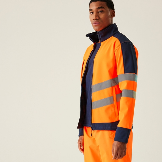 Veste Softshell haute-visibilité réfléchissante Homme 3 couches Hi-Vis Orange