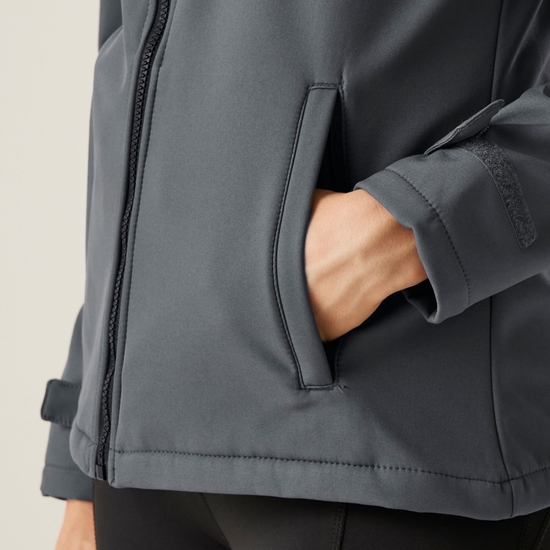 Women's Venturer 3-layer Printable Hooded Softshell Jacket Seal Grey Black