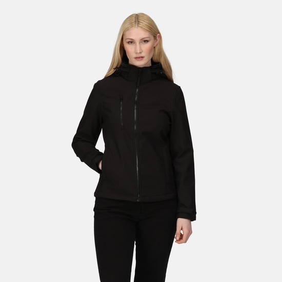 Women's Venturer 3-layer Printable Hooded Softshell Jacket - Black ...