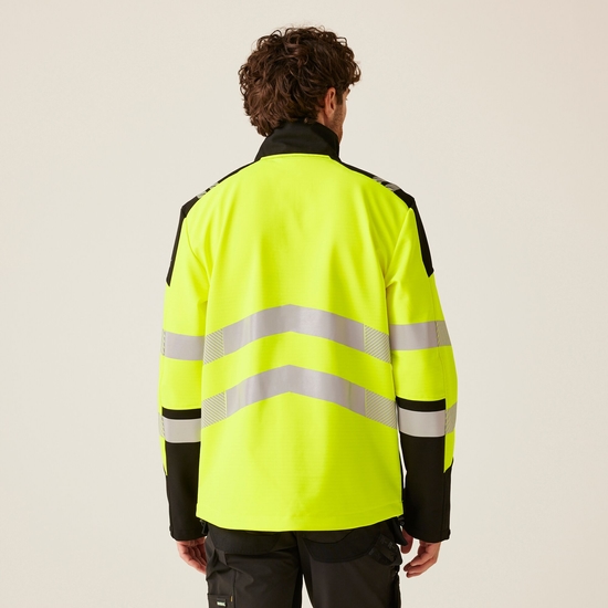 Men's Hi-Vis X PRO 3 Layer Softshell Jacket - Class 2 Black Yellow