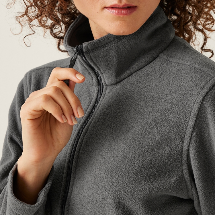 Womens grey zip up fleece top