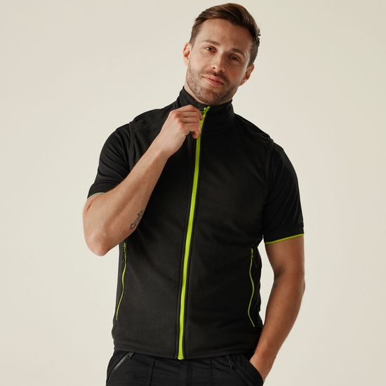 Men's Navigate Fleece Gilet Black Lime Green Regatta UK