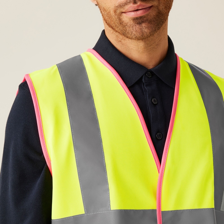 Men's Two Tone Hi-Vis Vest Yellow/Pink