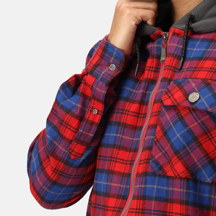 Men's Seige Hooded Shirt Jacket - Classic Red Check | Regatta UK Men's Seige Hooded Shirt Jacket - Classic Red Check | Regatta UK